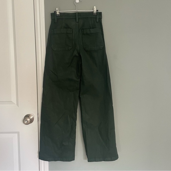 Favorite Daughter "The Mischa" Belize Green Shiny Coated Sheen Wide Leg Pant - Picture 7 of 17